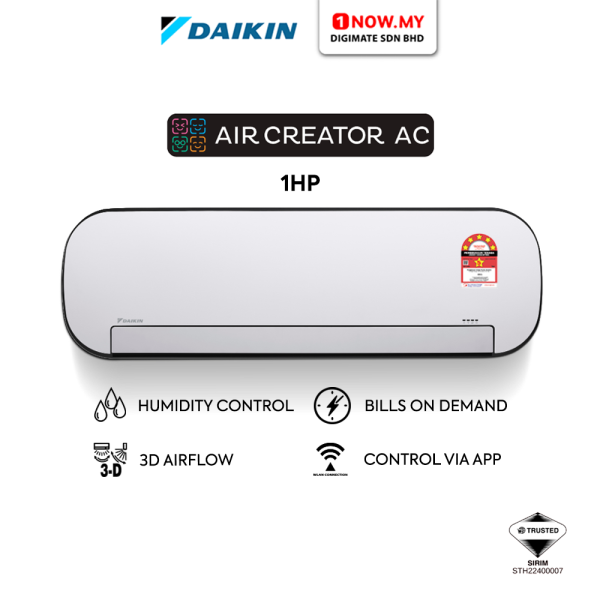 DAIKIN Air Creator 1HP Inverter Air Conditioner MTKC25AVMMW/MRKC25AVMM (White) | AC Cooling 5 Star Efficient