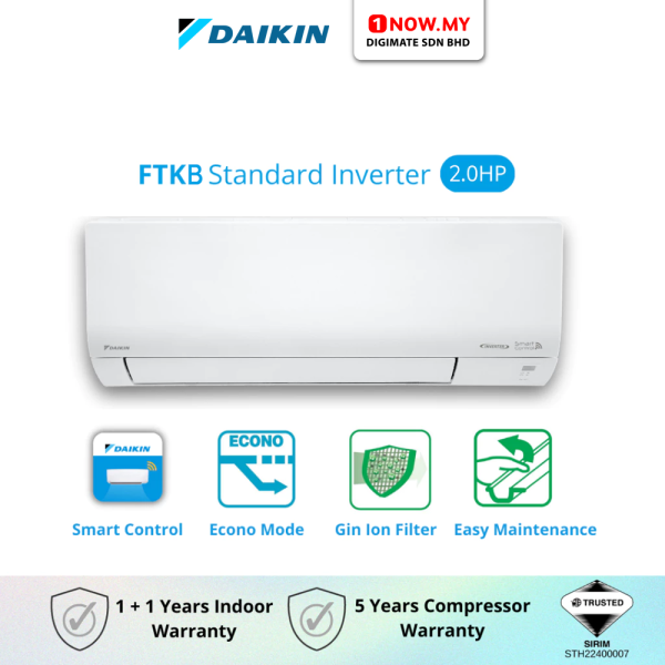 DAIKIN 2HP FTKB Series Inverter Air Conditioner FTKB50AV1M / RKB50AV1M | 4 Star Energy Efficient