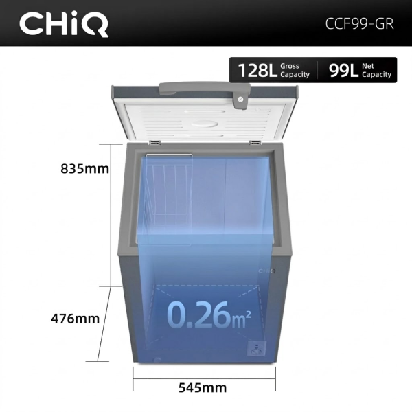 CHiQ 128L Chest Freezer Elf 4D-Fast Freezing CCF99-GR | 3 Star Energy Efficient - Image 7