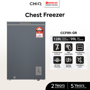 CHiQ 128L Chest Freezer Elf 4D-Fast Freezing CCF99-GR | 3 Star Energy Efficient