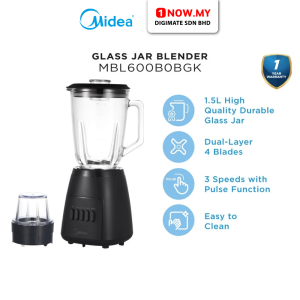 MIDEA 1.5L Glass Blender With Grinder MBL600B0BGK