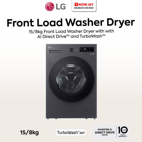 LG 15/8kg Inverter Front Load Washer Dryer F2515RNEG | AI Direct Drive TurboWash
