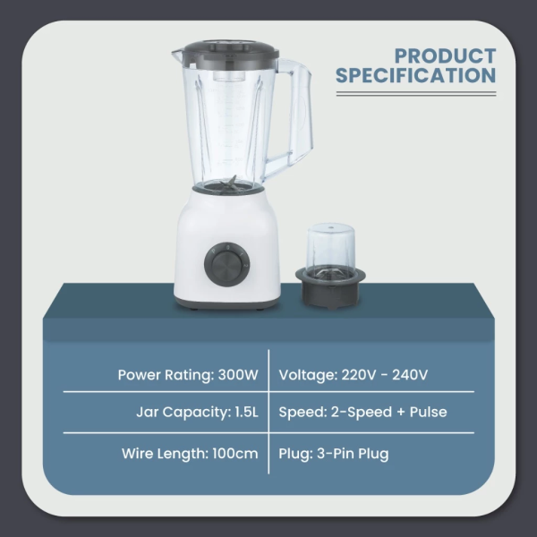 RUSSELL TAYLORS 1.5L Power Blender with Dry Mill TB2 - Image 8