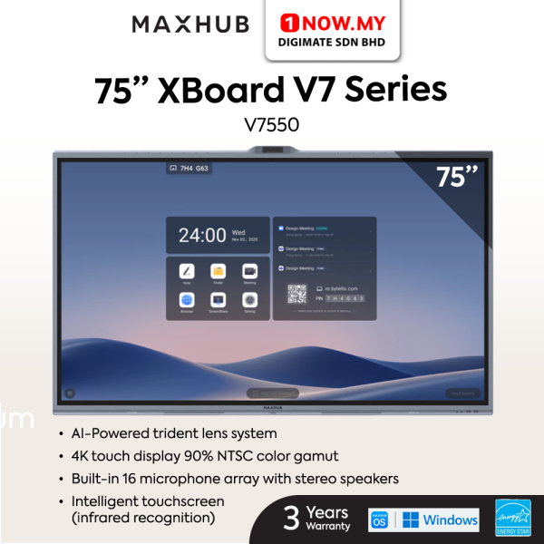 MAXHUB 75″ XBoard V7 Series 4K UHD Interactive Display Business Touchscreen V7550 (Pre Order)