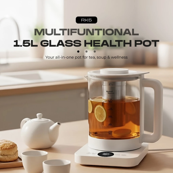 RUSSELL TAYLORS 1.5L Multifunctional Glass Health Pot / Kettle RK5 - Image 2