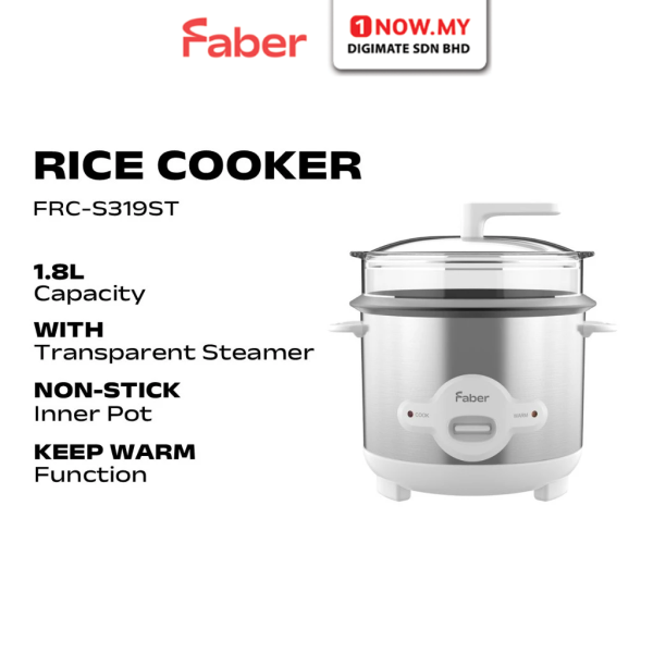 FABER 1.8L Rice Cooker Non Stick FRC-S319ST | 3 Star Efficient