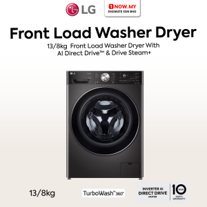 LG 13/8kg Inverter Front Load Washer Dryer with AI Direct Drive Steam+ FV1413H2BA