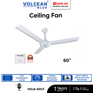 VOLCEAN BLUE 60" Ceiling Fan (Regulator) VOLB-60CF | 5 Star Energy Efficient