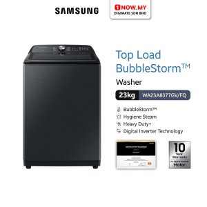 SAMSUNG 23kg Inverter Top Load Washer WA23A8377GV | BubbleStorm Energy Efficient
