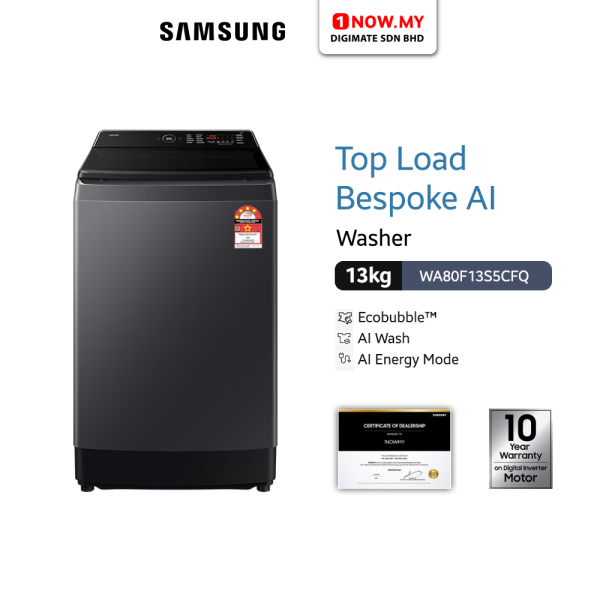 SAMSUNG 13kg Inverter Bespoke Top Load AI Washer WA80F13S5CFQ | 4 Star Energy Efficient