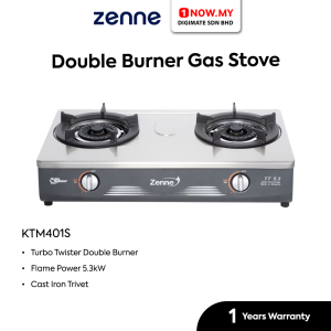 ZENNE 2 Burner Gas Stove (5.3kW) KTM401S-MB