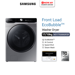 SAMSUNG 17/10kg Inverter Front Load Washer Dryer WD17T6300GP/SP | Intelligent AI Ecobubble