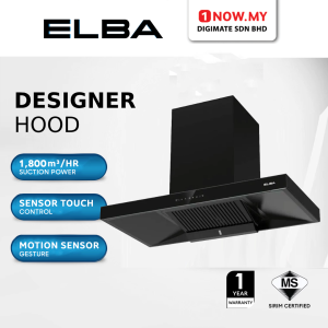 ELBA 1800m3/hr Designer Hood EH-R9033(BK) | Gesture Motion Sensor Duct Out/Recirculate