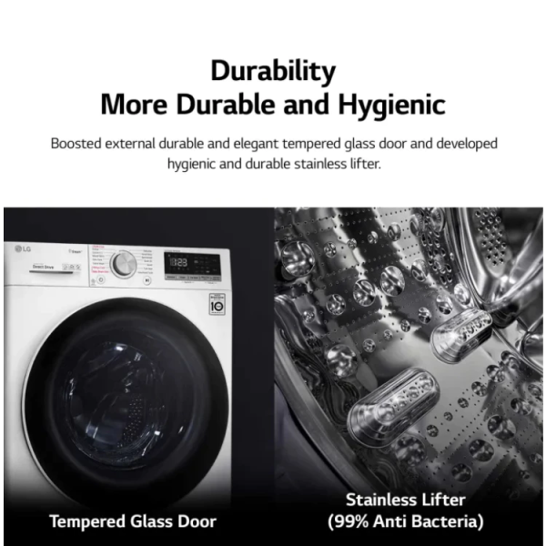 LG 13/8kg Inverter Front Load Washer Dryer with AI Direct Drive Steam+ FV1413H2BA - Image 8
