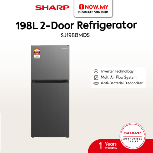 SHARP 198L Inverter 2-Door Refrigerator SJ1988MDS (Dark Silver) | 5 Star Energy Efficient