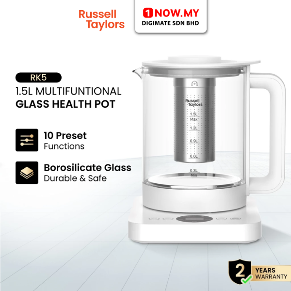 RUSSELL TAYLORS 1.5L Multifunctional Glass Health Pot / Kettle RK5