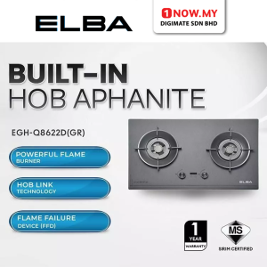 ELBA APHANITE 2 Burners Built-in Gas Hob EGH-Q8622D(GR) 5.5kW | Hob Link Tech