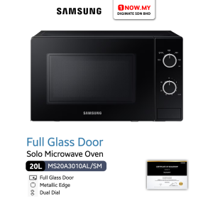 SAMSUNG 20L Solo Microwave Oven MS20A3010L | Stylish Full Glass Door