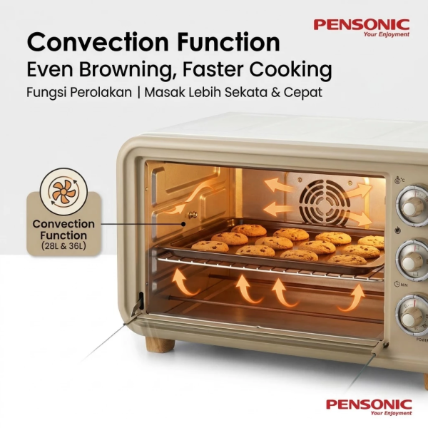PENSONIC 28L Retro Electric Oven PEO-2812 - Image 3