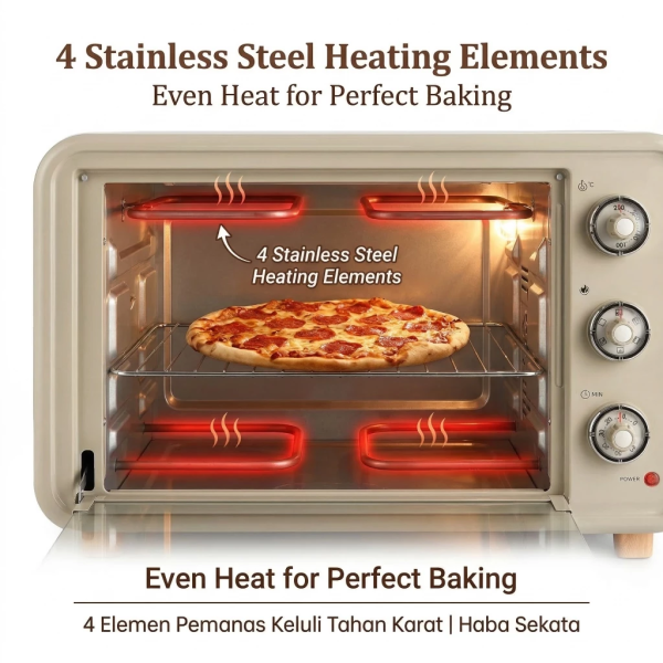 PENSONIC 28L Retro Electric Oven PEO-2812 - Image 2