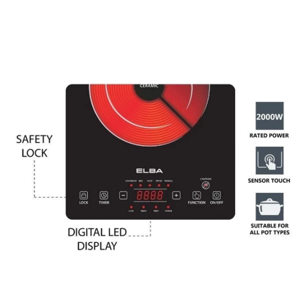 ELBA Ceramic Induction Cooker Sensor Touch ECC-J2015(BK) - Image 3