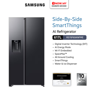 SAMSUNG 617L Inverter SBS AI Refrigerator With Dispenser RS70F65KNFME | SmartThings