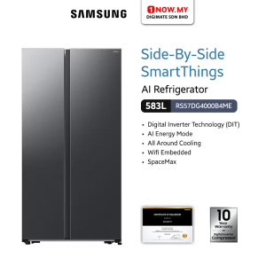 SAMSUNG 583L Inverter SBS AI Bespoke Refrigerator RS57DG4000B4ME | WiFi Enabled
