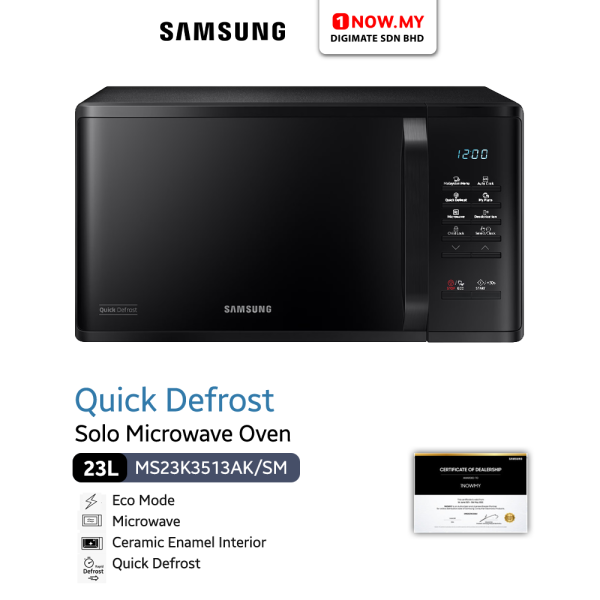 SAMSUNG 23L Solo Microwave Oven MS23K3513AK/SM | Quick Defrost