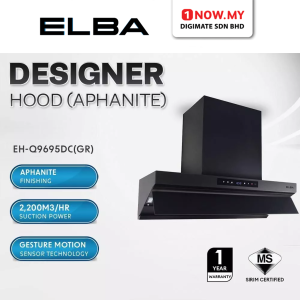 ELBA APHANITE 2,800 m³/hr Designer Hood EH-Q9695DC(GR) | Gesture Sensor Turbo Boost+