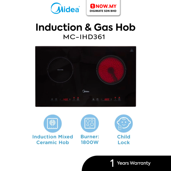 MIDEA Double Burners Built-In Induction & Ceramic Hob MC-IHD361 | Dual Zones