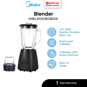 MIDEA 1.5L Glass Blender With Grinder MBL600B0BGK
