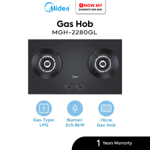 MIDEA Double Burners Built-In Gas Hob (5.8kW) MGH-2280GL | Tempered Glass
