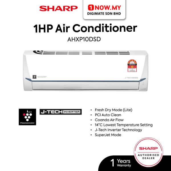 SHARP 1HP Standard J-Tech Inverter Plasmacluster Air Conditioner AHXP10DSD | 5 Star Energy Efficient