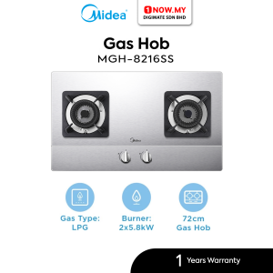 MIDEA Double Burners Built-In Gas Hob (5.8kW) MGH-8216SS | Stainless Steel Body
