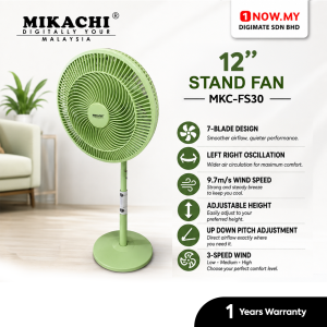 MIKACHI 12" Turbo Stand Fan MKC-FS30 | Green Strong Air Supply