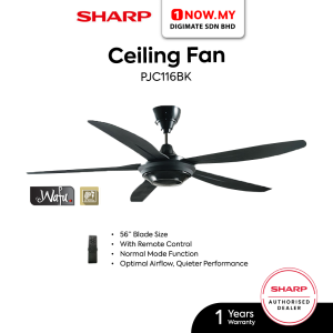 SHARP 56" Wafu 5 Blade Ceiling Fan Remote Control PJC116BK | Energy Saving