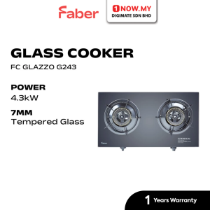 FABER Double Burner Glass Gas Stove 4.3kW FC GLAZZO G243