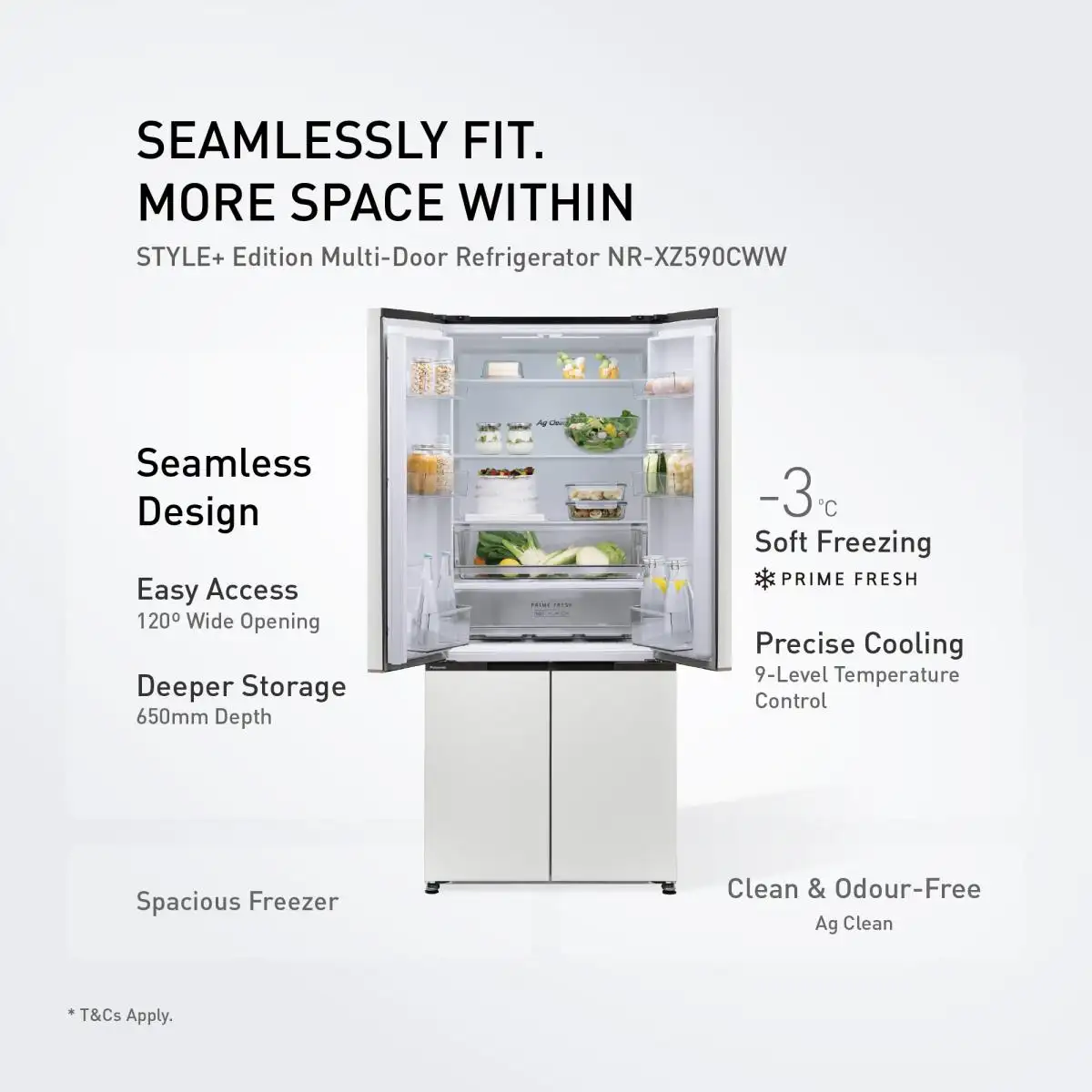 PANASONIC 590L STYLE+ XZ Series Inverter Multi-Door Refrigerator