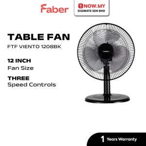 FABER 12" Table Fan FTF VIENTO 1208BK | 5 Star Energy Efficient