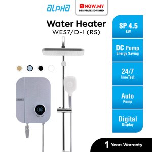 ALPHA WES7 Digital Instant Water Heater Rain Shower 4.5kW DC Pump WES7/D-i RS (Random Color)