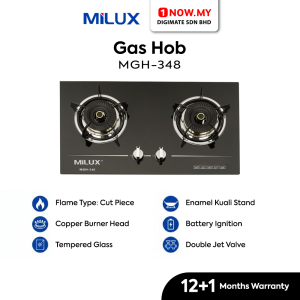 MILUX 2 Burners Cooker Hob MGH-348 | Tempered Glass