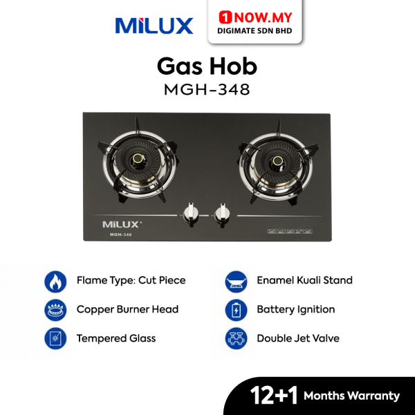 MILUX 2 Burners Cooker Hob MGH-348 | Tempered Glass