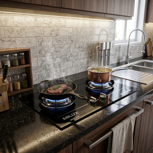 MILUX 2 Burners Cooker Hob MGH-348 | Tempered Glass - Image 2