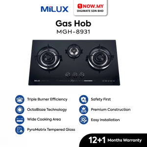 MILUX Triple Burner Built-In Gas Hob MGH-8931 | Wide Cooking Area