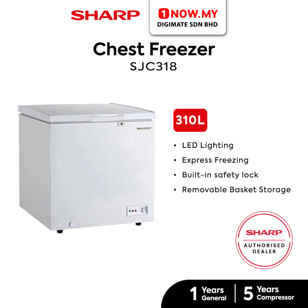 SHARP 310L Chest Freezer SJC318 | 1-Door Express Freezing
