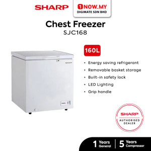 SHARP 160L Chest Freezer SJC168-WH | 1-Door Express Freezing