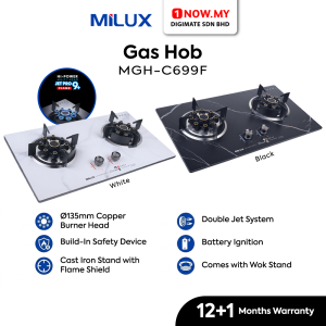 MILUX 2 Burners Esthetique Gas Cooker Hob MGH-C699F (Random Color) | Scratch Stain Heat Resistant