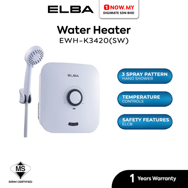 ELBA ACQUA Series Instant Water Heater No Pump 3.8kW EWH-K3420(SW)