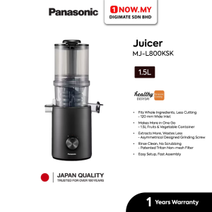PANASONIC 1.5L Large Inlet Slow Juicer MJ-L800KSK